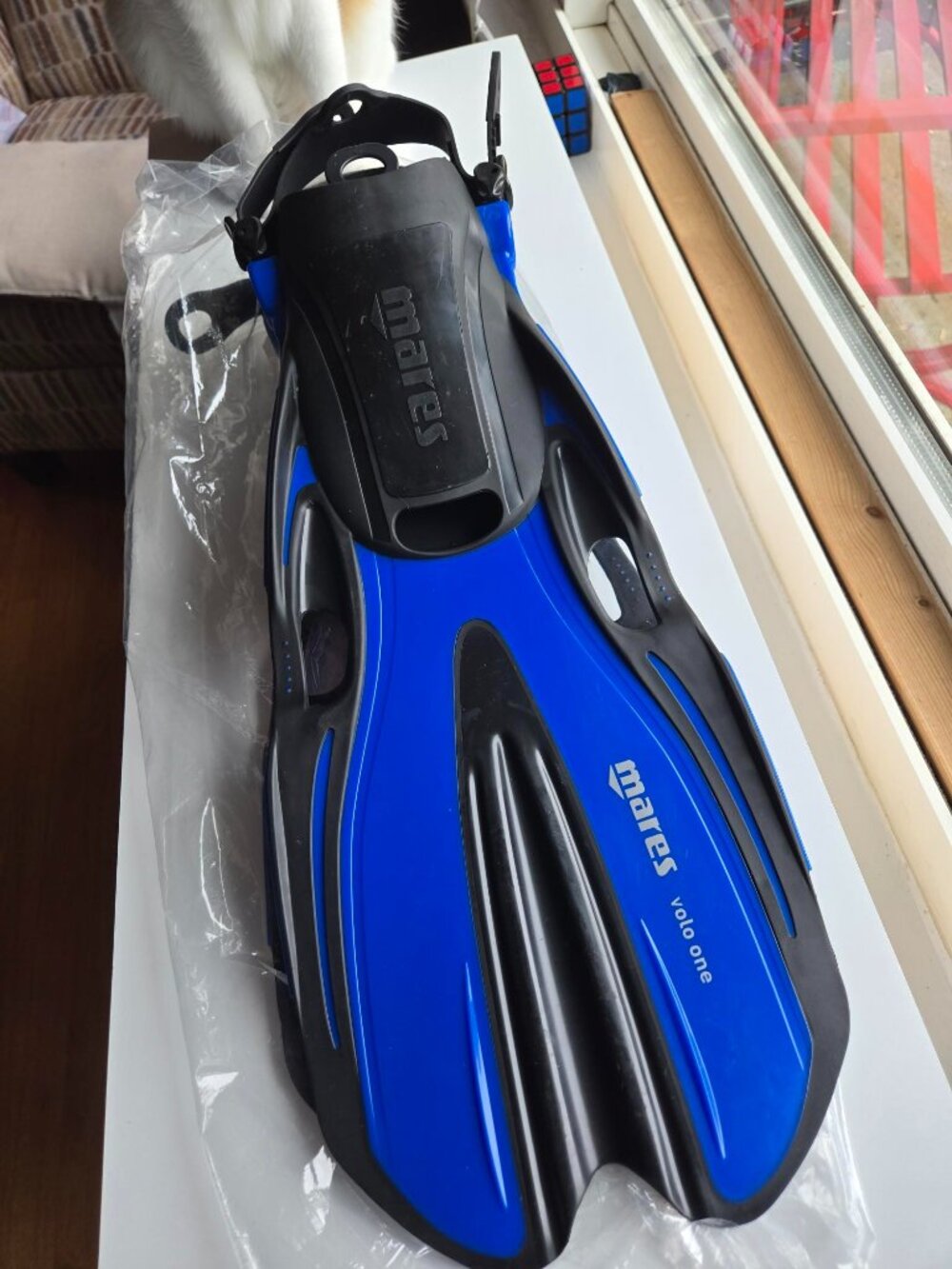 M/L Mares Volo One Unisex Snorkelling Fin Open Heel - Blue, Size 5.5 To 9